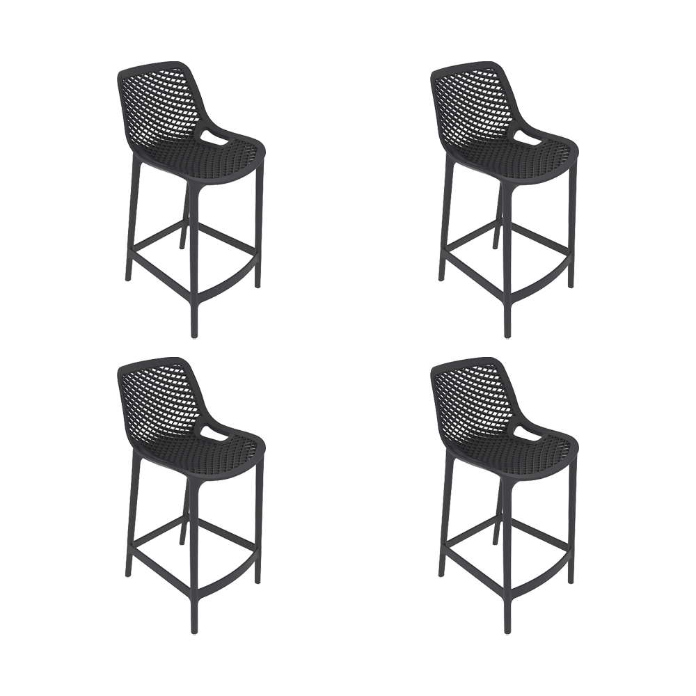 Set de 4 Sillas para Bar Miame, Color Negro, con Reposa Pies Doble Proposito