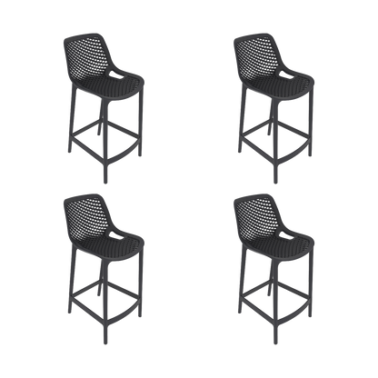 Set de 4 Sillas para Bar Miame, Color Negro, con Reposa Pies Doble Proposito