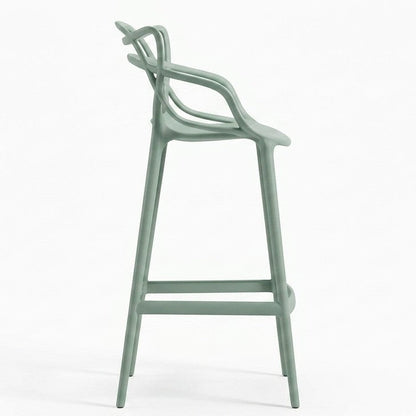 Silla para Bar Palermo, Verde, con Reposa Pies Doble Propósito, abierto