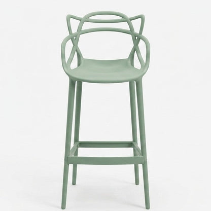 Silla para Bar Palermo, Verde, con Reposa Pies Doble Propósito, detalle de acabado