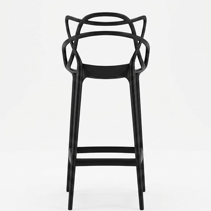 Set de 4 Sillas para Bar Palermo, Negro, con Reposa Pies Doble Proposito, detalle de patas