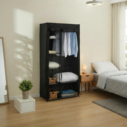 Closet Organizador Ena, Negro, En tela con variedad de entrepaños