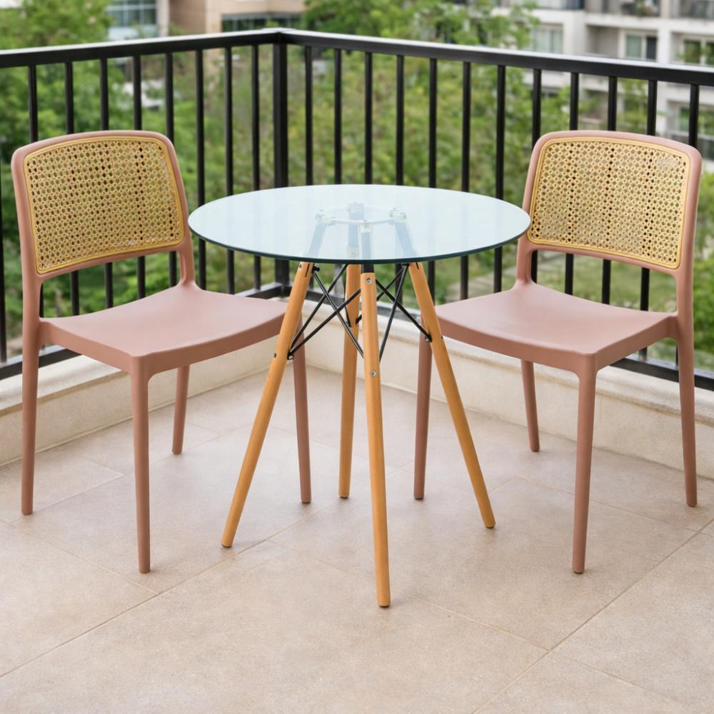 Set de 2 Sillas Texas, Color Terracota y Beige, con Espaldar Transpirable