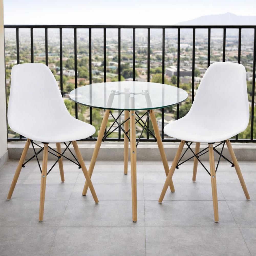 Silla Eames, Color Blanco, con Patas de Madera, detalle