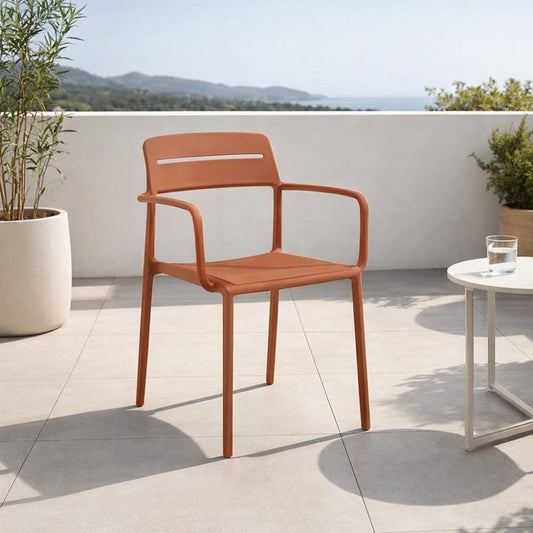 Silla Sicilia, Color Rojo, con Espaldar, Reposa Brazos y Diseño Minimalista