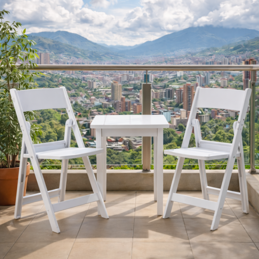 Silla Plegable Erin, Blanco, Diseño Práctico y Funcional