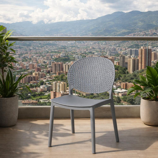 Silla Florida, Color Gris Oscuro, con Espaldar y Diseño Moderno