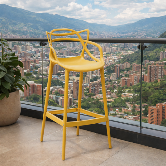 Silla para Bar Palermo, Mostaza, con Reposa Pies Doble Propósito