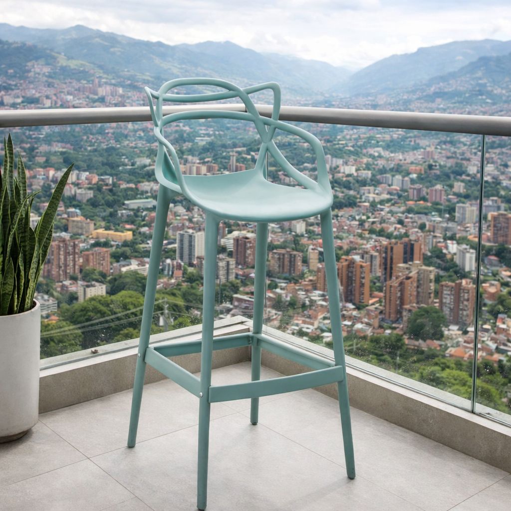 Silla para Bar Palermo, Verde, con Reposa Pies Doble Propósito
