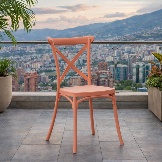 Silla Betany, Color Salmón, con Espaldar y Diseño Minimalista