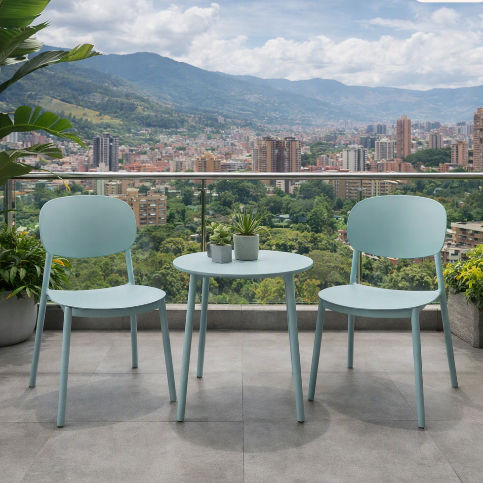 Silla Milán, Color Azul Claro, con Espaldar y Diseño Moderno