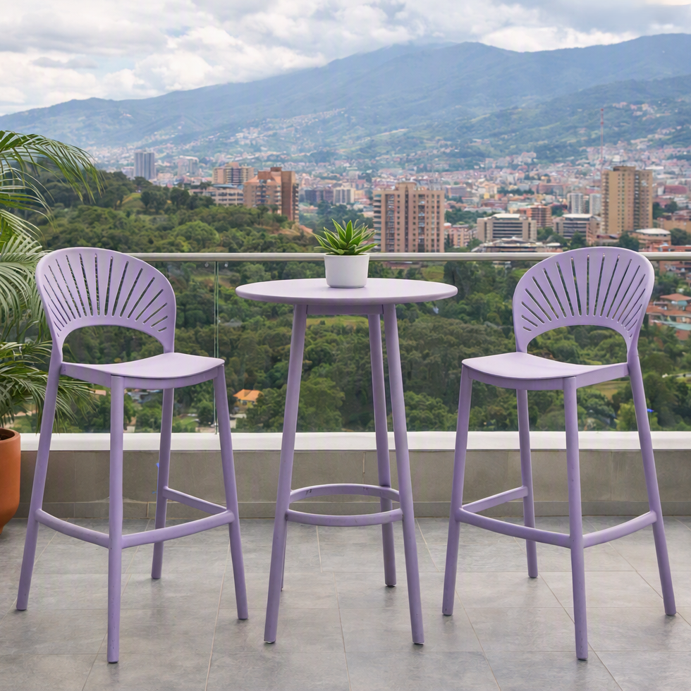 Silla para Bar Paraíso, Color Lila, Diseño Moderno