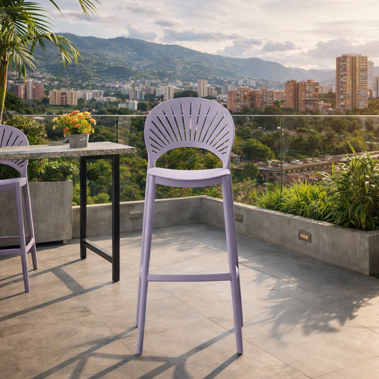 Set de 2 Sillas para Bar Paraíso, Color Lila, Diseño Moderno