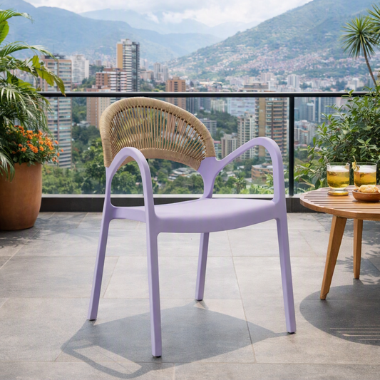 Silla Daytona, Lila, con Espaldar, Reposa Brazos y Diseño Minimalista