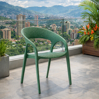 Silla Axel, Verde Olivo, con Espaldar, Reposa Brazos y con Textura Trenzada