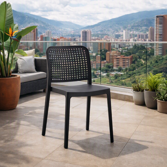 Silla Bronx , Negro, con Espaldar en Cuadrados y Diseño Minimalista