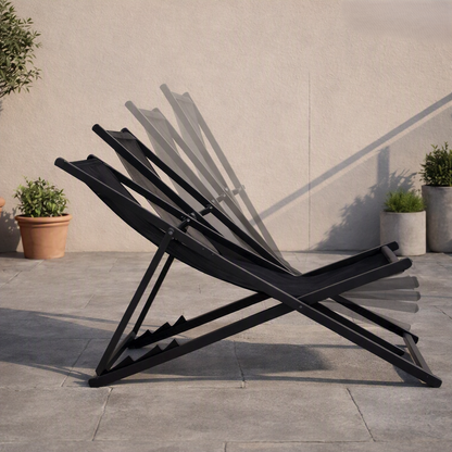 Set de 4 Sillas Plegable Reclinable Kenya, Negro, con Tres Posiciones