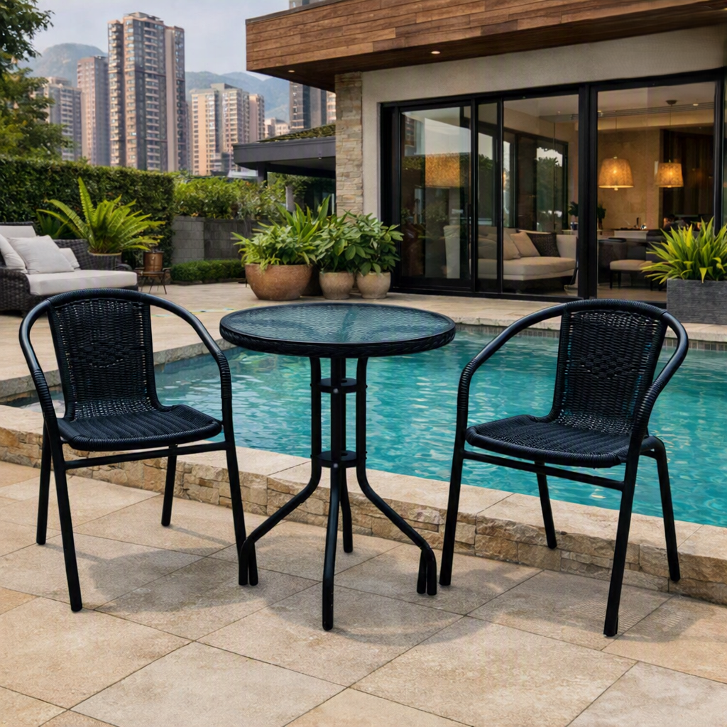Juego de Terraza Rattan Manila, Color Negro
