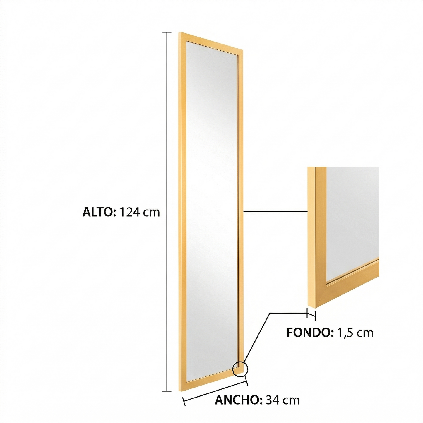 Espejo Liam Dorado 124 X 34