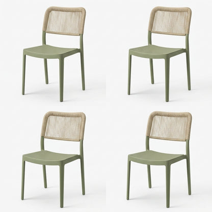 Set de 4 Sillas Austin, Color Verde Olivo, con Espaldar Tejido