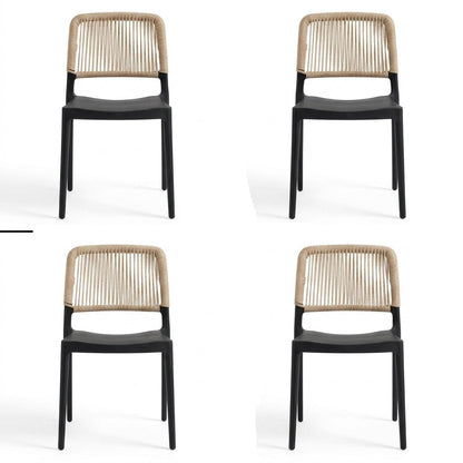 Set de 4 Sillas Houston, Color Negro, con Espaldar Tejido