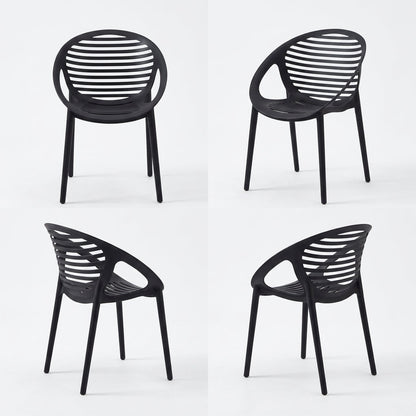 Set de 4 Sillas Tokio con Brazos, Color Negro, con Espaldar y Diseño Moderno