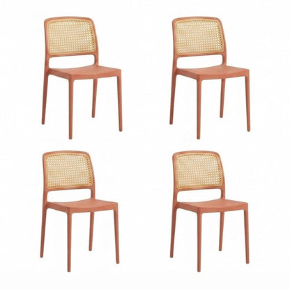 Set de 4 Sillas Texas, Color Terracota y Beige, con Espaldar Transpirable