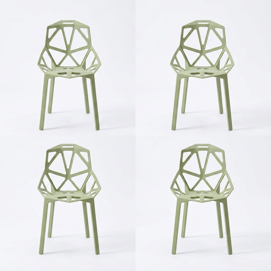 Silla Roxy, Color Verde, con Espaldar y Diseño Moderno X4