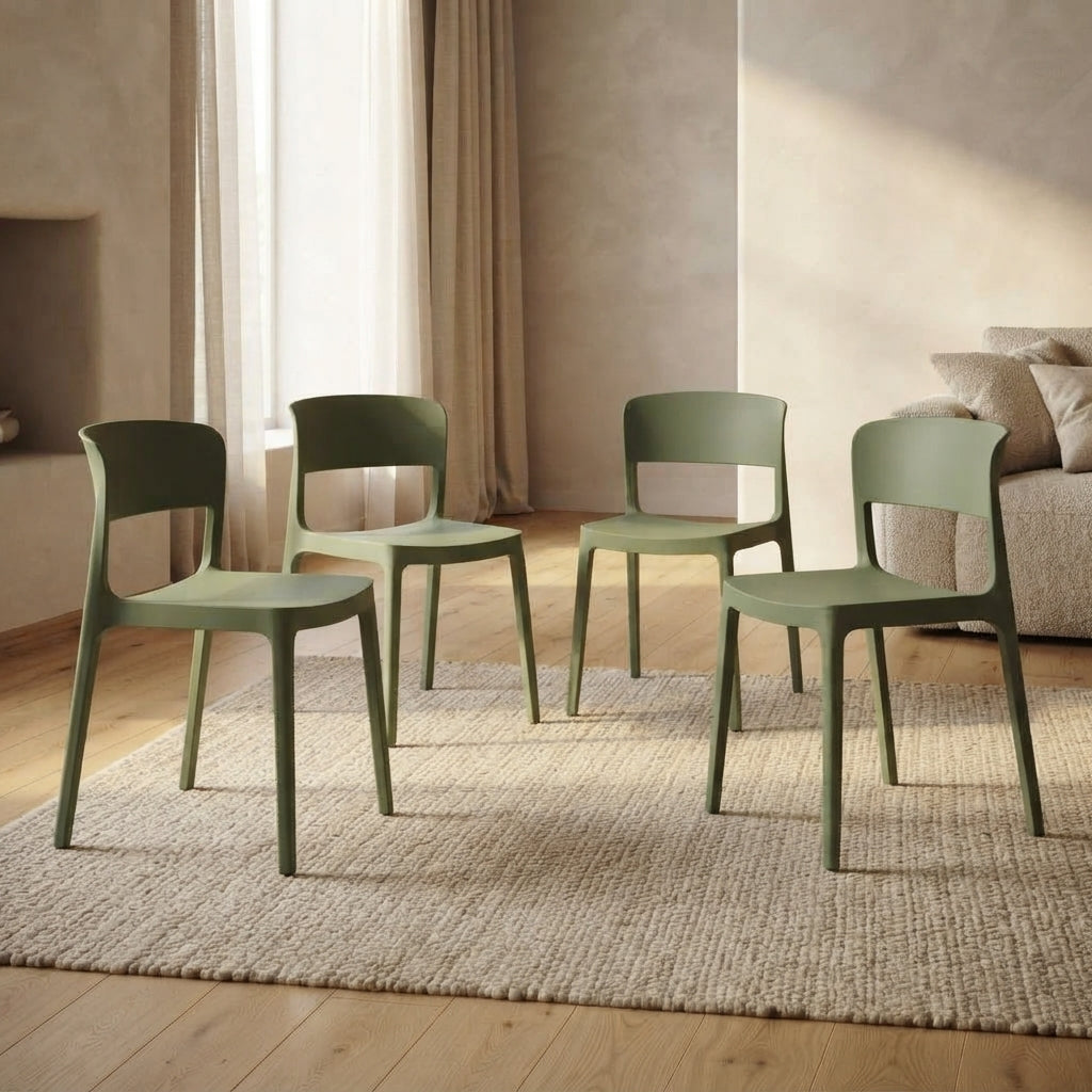 Set de 4 Sillas Mónaco, Color Verde, con Espaldar y Diseño Moderno