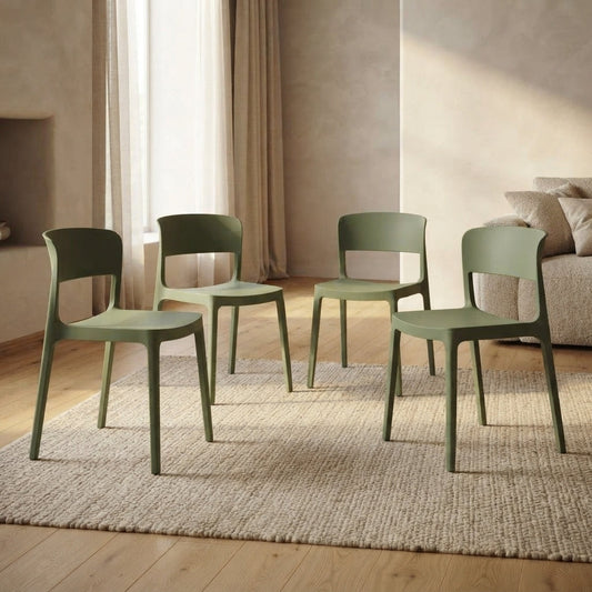Set de 4 Sillas Mónaco, Color Verde, con Espaldar y Diseño Moderno