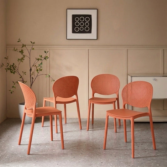Set de 4 Sillas Florida, Color Terracota, con Espaldar y Diseño Moderno