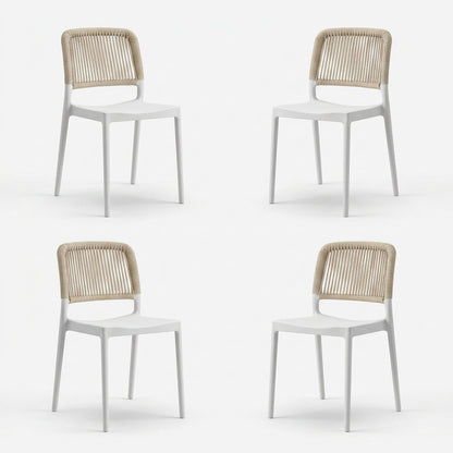Set de 4 Sillas Houston, Color Blanco, con Espaldar Tejido