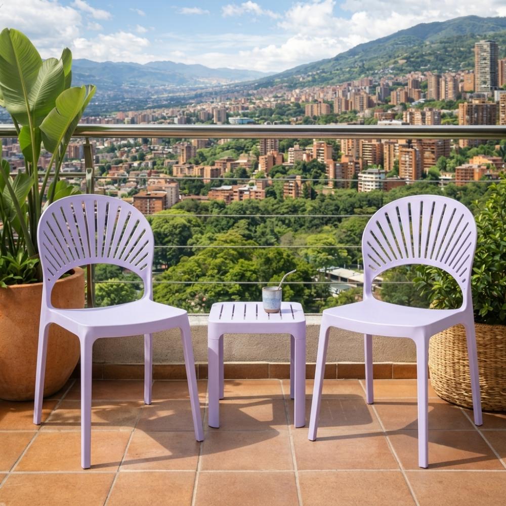 Silla Paraíso, Color Lila, con Espaldar y Diseño Moderno, vista frontal