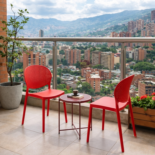 Set de 2 Sillas Florida, Color Rojo, con Espaldar y Diseño Moderno