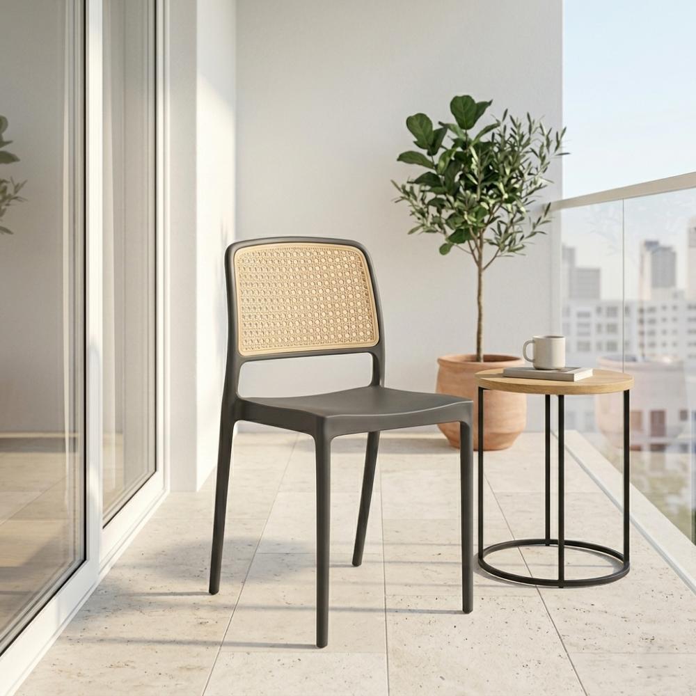 Set de 2 Sillas Texas, Color Negro y Beige, con Espaldar Transpirable