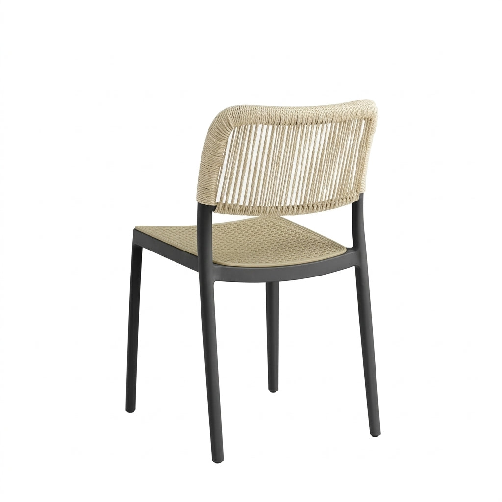 Silla Austin, Color Negro, con Espaldar Tejido, vista lateral