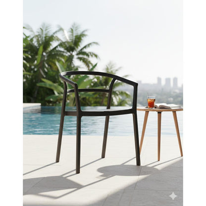 Silla Porto, Negro, con Espaldar Minimalista y Diseño Moderno, vista lateral