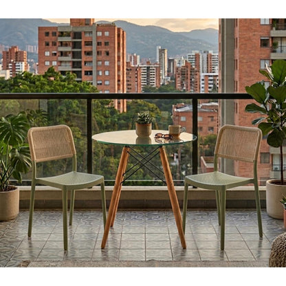 Set de 4 Sillas Austin, Color Verde Olivo, con Espaldar Tejido