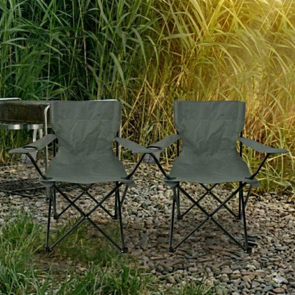 Set de 2 Sillas Plegable Camping Tanzania, Gris Oscuro, Incluye Bolsa de Transporte