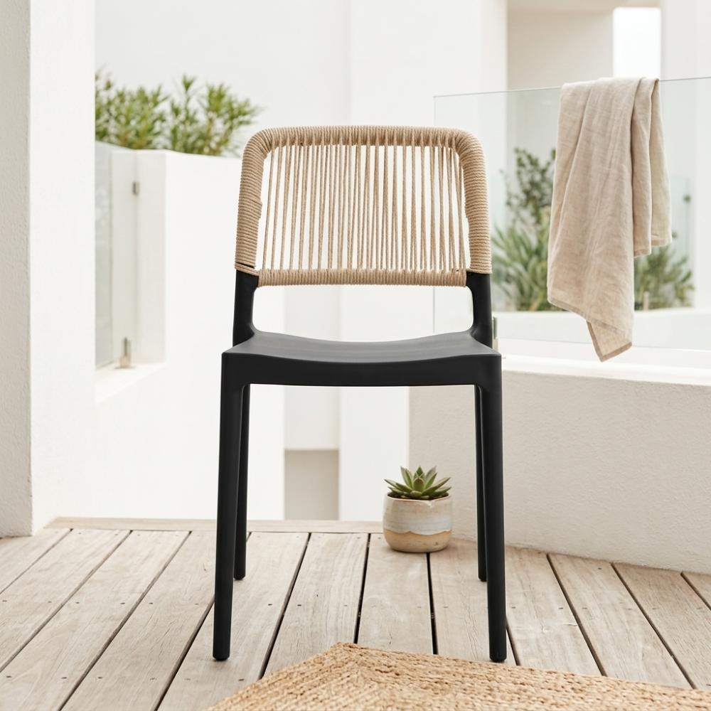 Set de 2 Sillas Houston, Color Negro, con Espaldar Tejido
