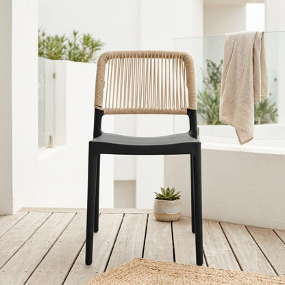 Set de 2 Sillas Houston, Color Negro, con Espaldar Tejido