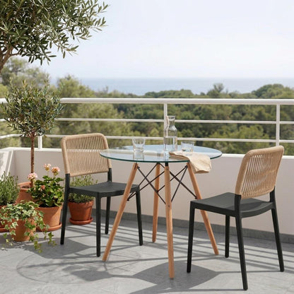 Set de 2 Sillas Houston, Color Negro, con Espaldar Tejido