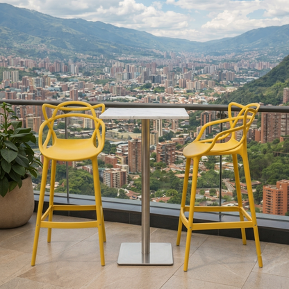 Silla para Bar Palermo, Mostaza, con Reposa Pies Doble Propósito