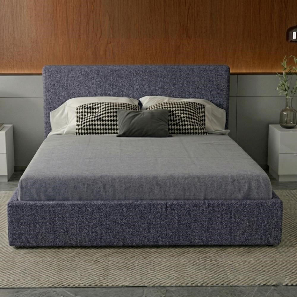 Cama Mecy Lift 160, Gris Oscuro, con Almacenamiento Hidráulico Tapizada, vista frontal