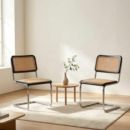Silla Vintage Dos, Plata, Negro y Beige, con Espaldar Transpirable y Diseño Retro