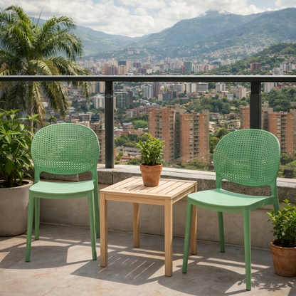 Silla Florida, Color Verde, con Espaldar y Diseño Moderno