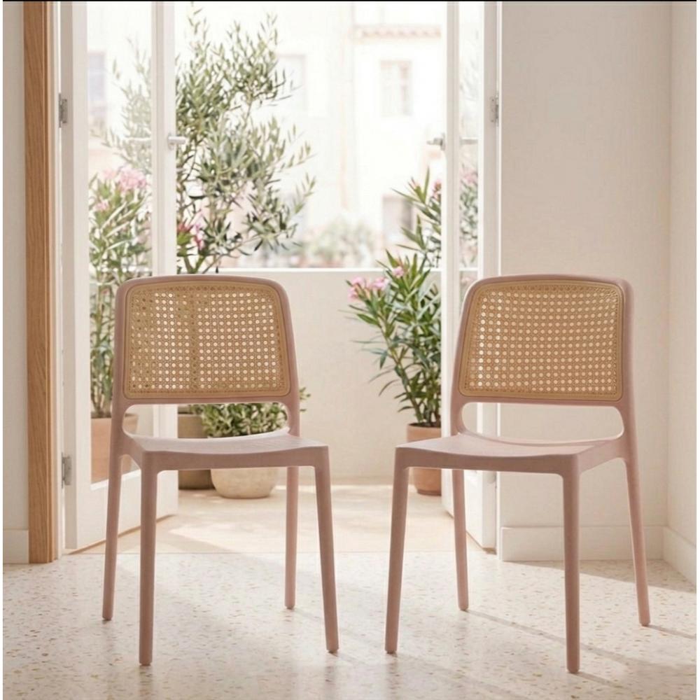 Set de 4 Sillas Texas, Color Terracota y Beige, con Espaldar Transpirable