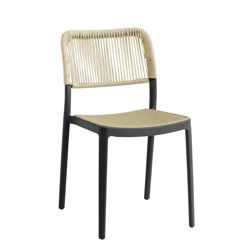 Silla Austin, Color Negro, con Espaldar Tejido, vista posterior