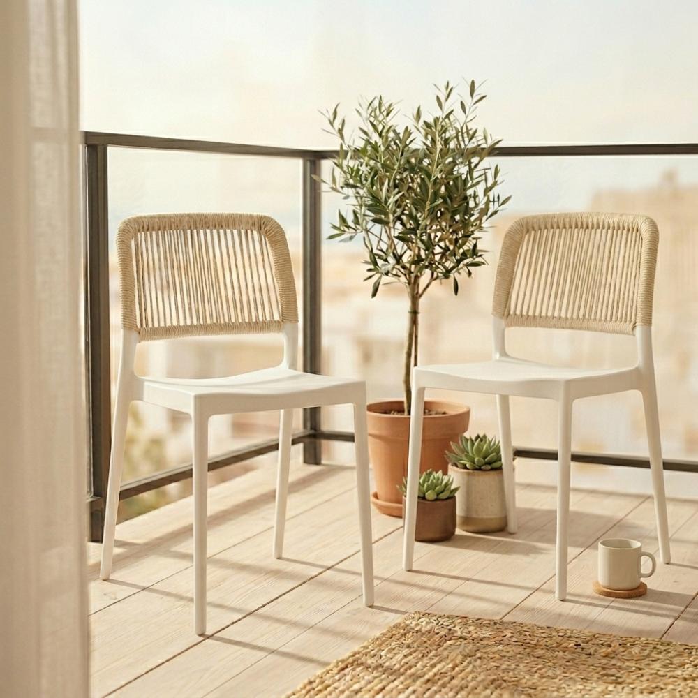 Silla Houston, Color Blanco, con Espaldar Tejido, vista frontal