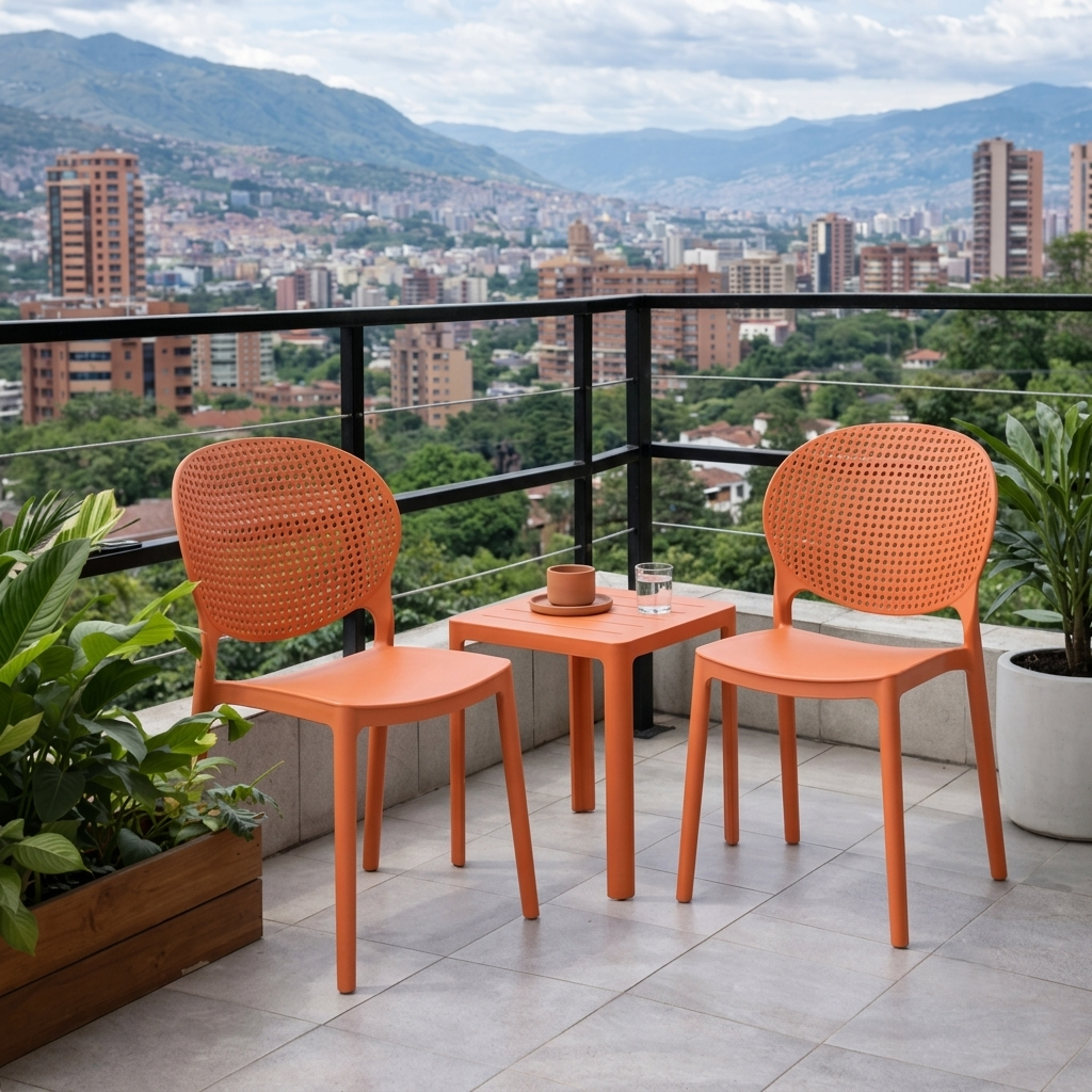 Silla Florida, Color Terracota, con Espaldar y Diseño Moderno, vista frontal